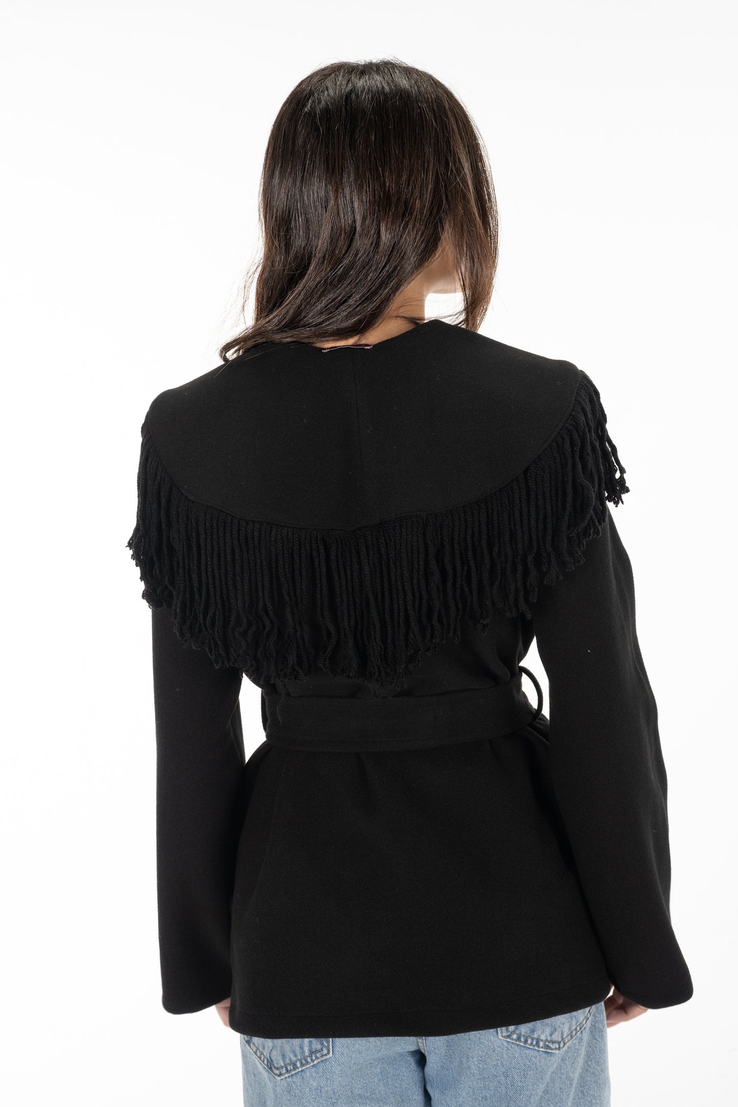 Black Ruffle Soft Coat