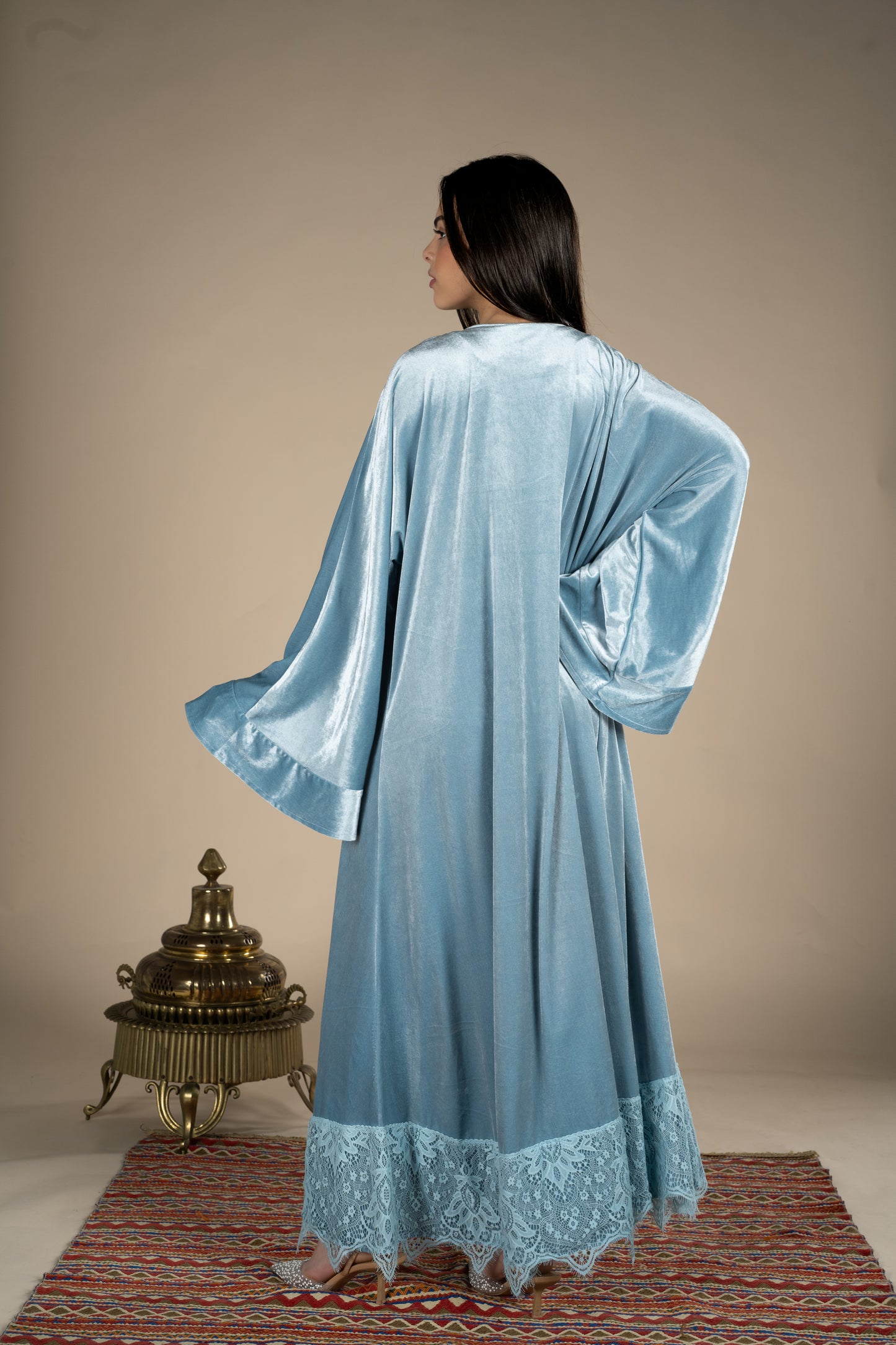 Noor – Baby Blue Velvet Kaftan