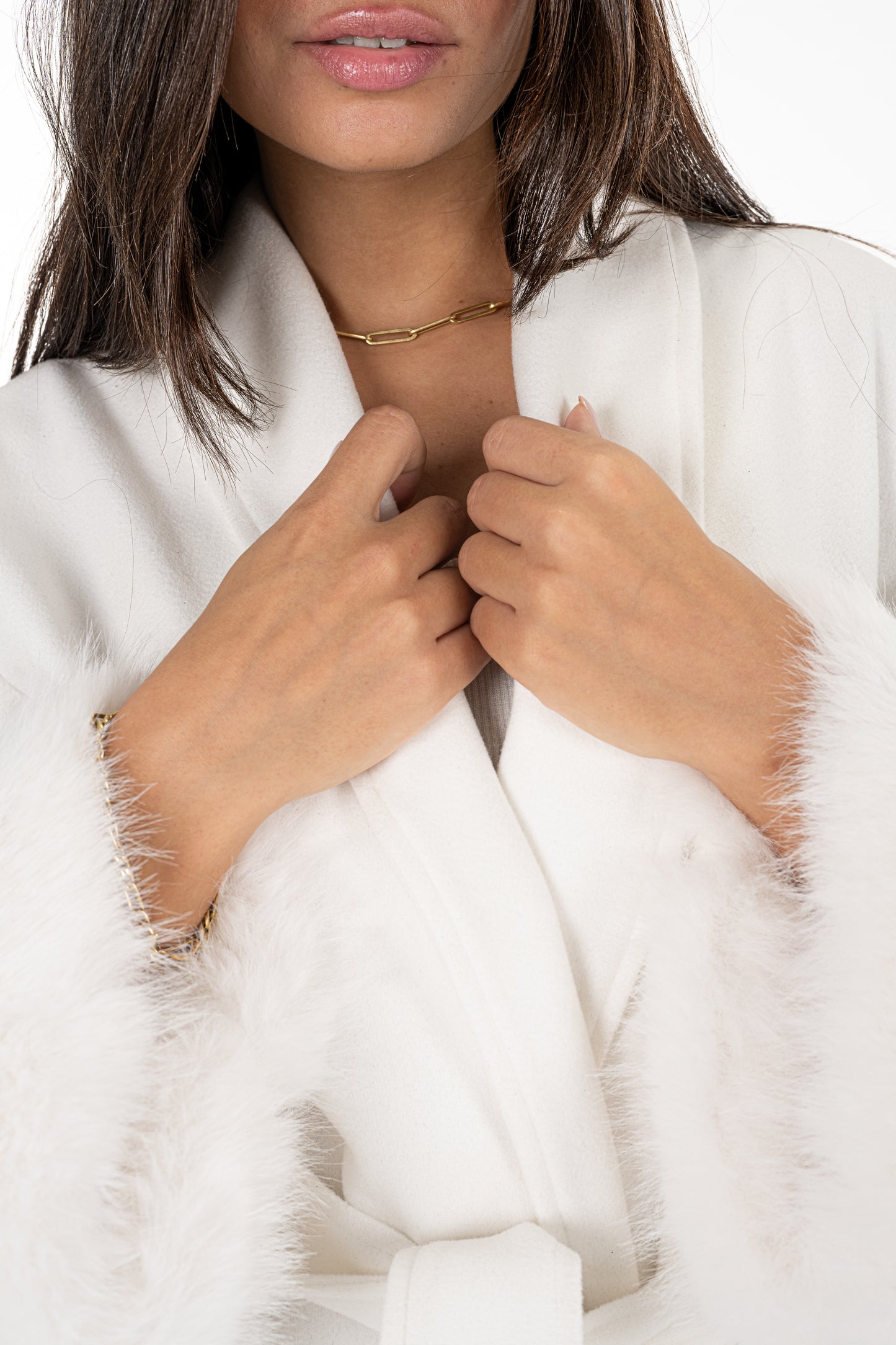 White Fur Cuff Jacket