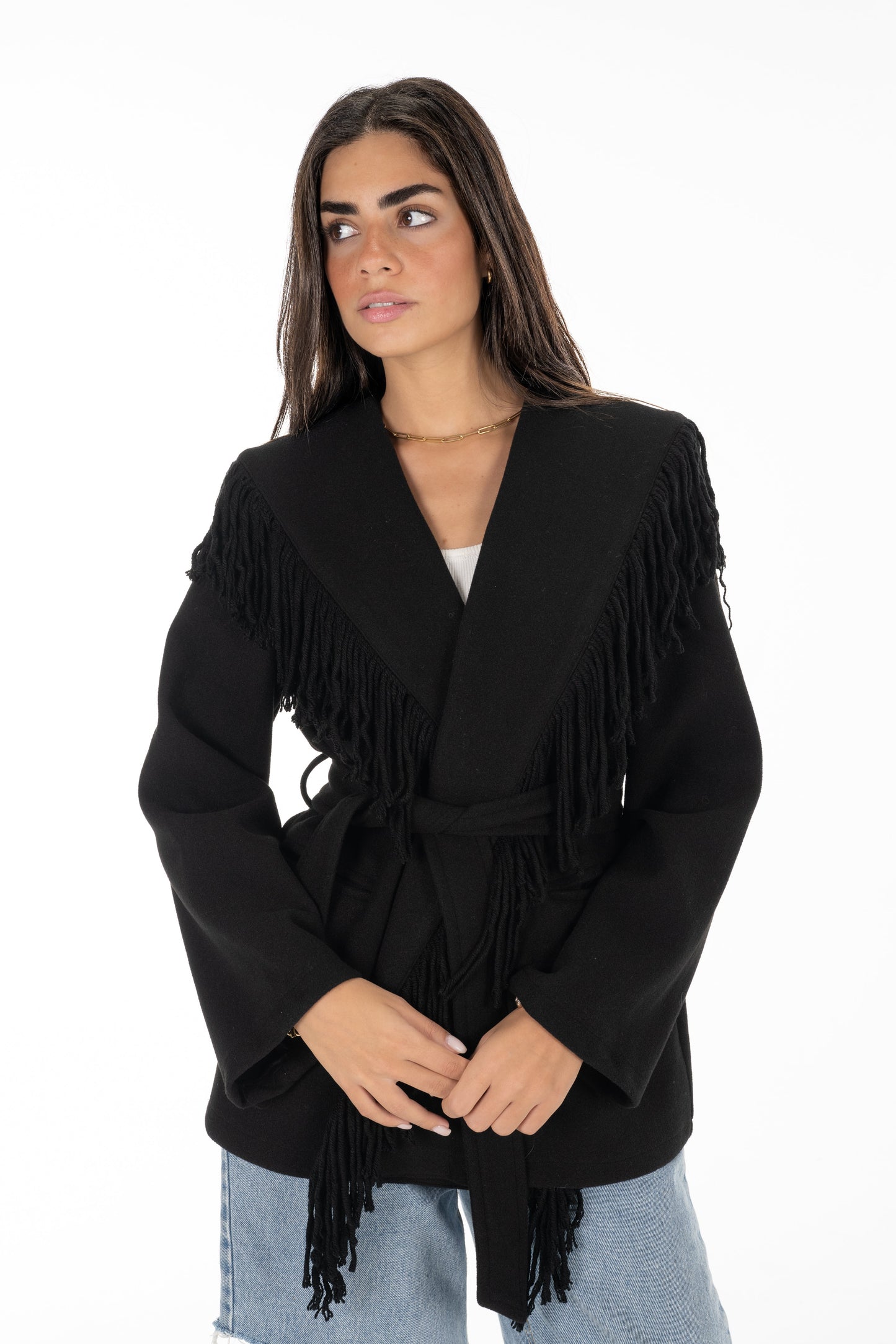Black Ruffle Soft Coat
