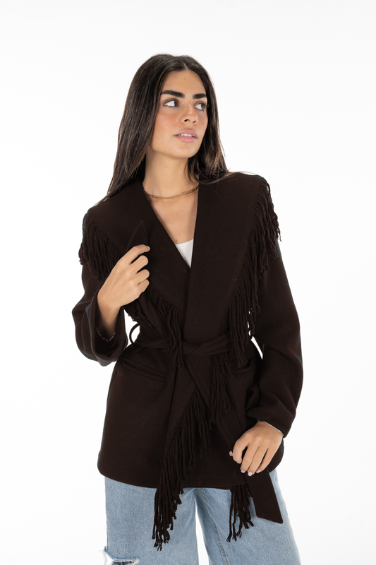 Brown Ruffle Soft Coat