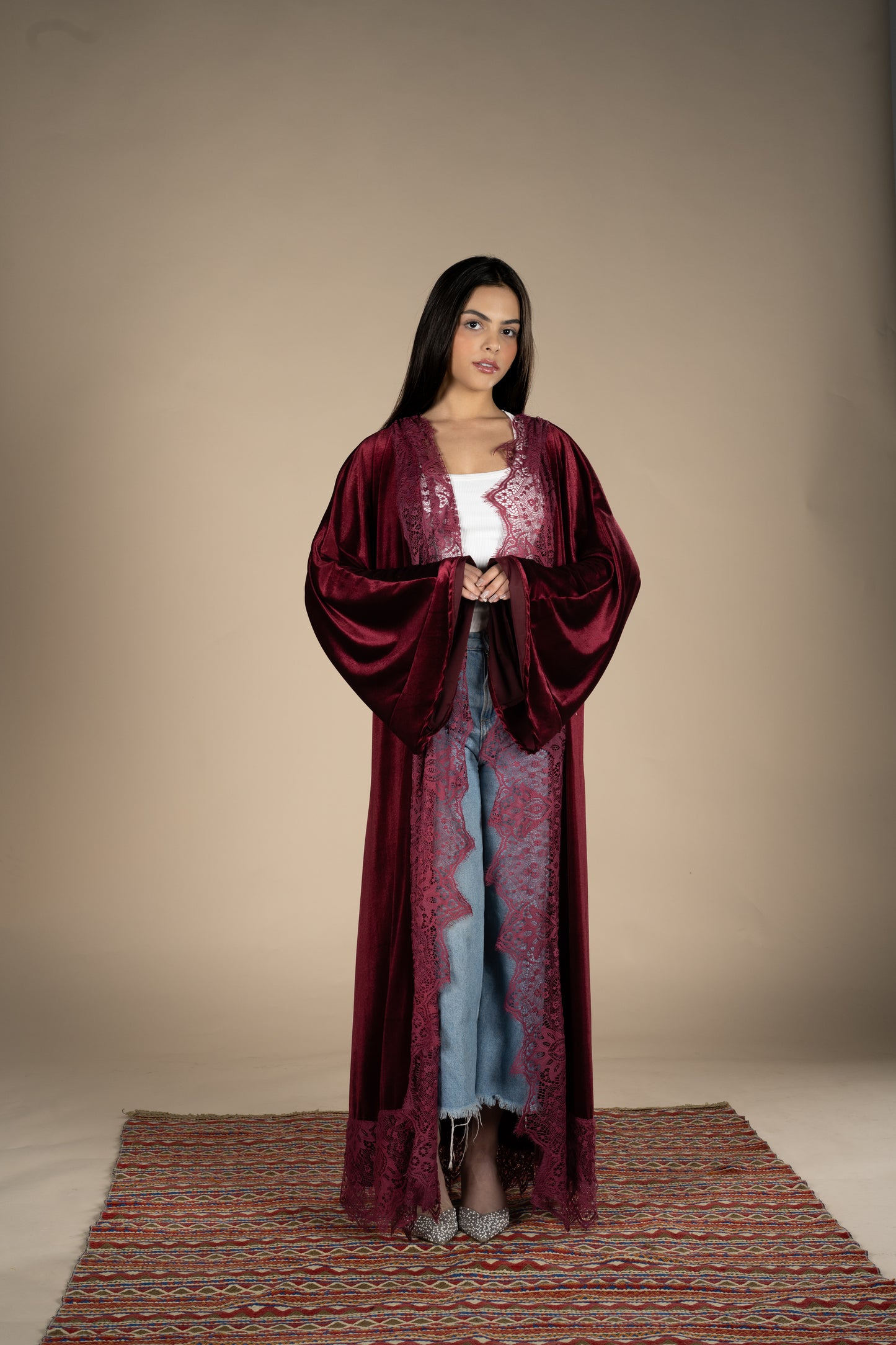 Layali – Burgundy Velvet Kaftan
