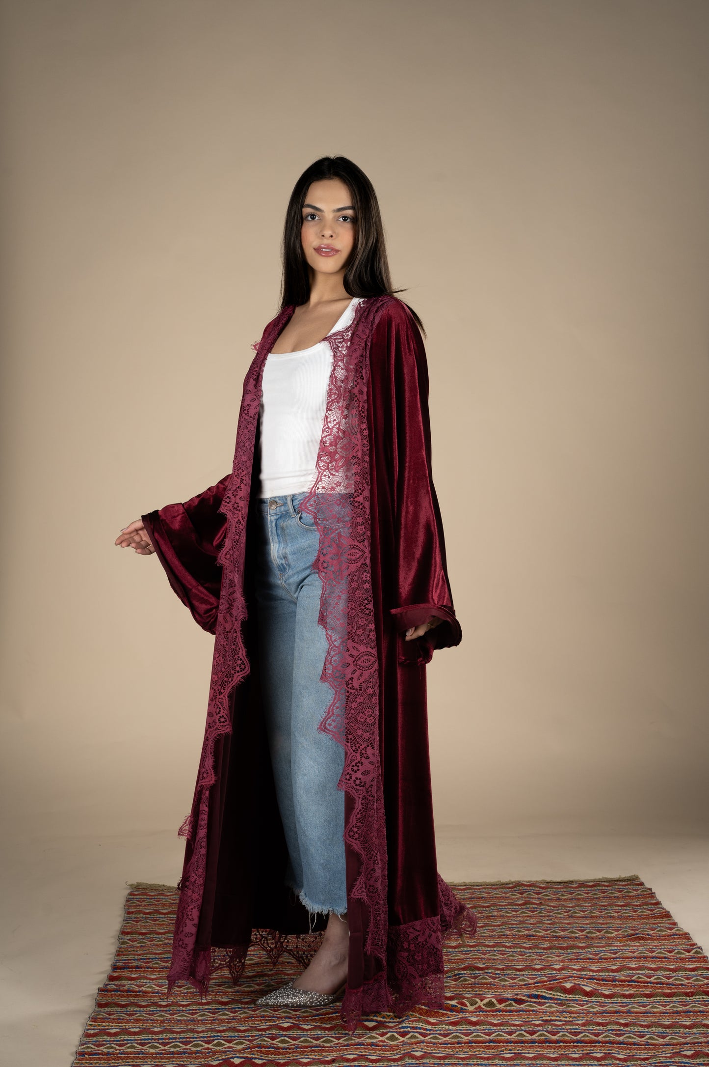 Layali – Burgundy Velvet Kaftan
