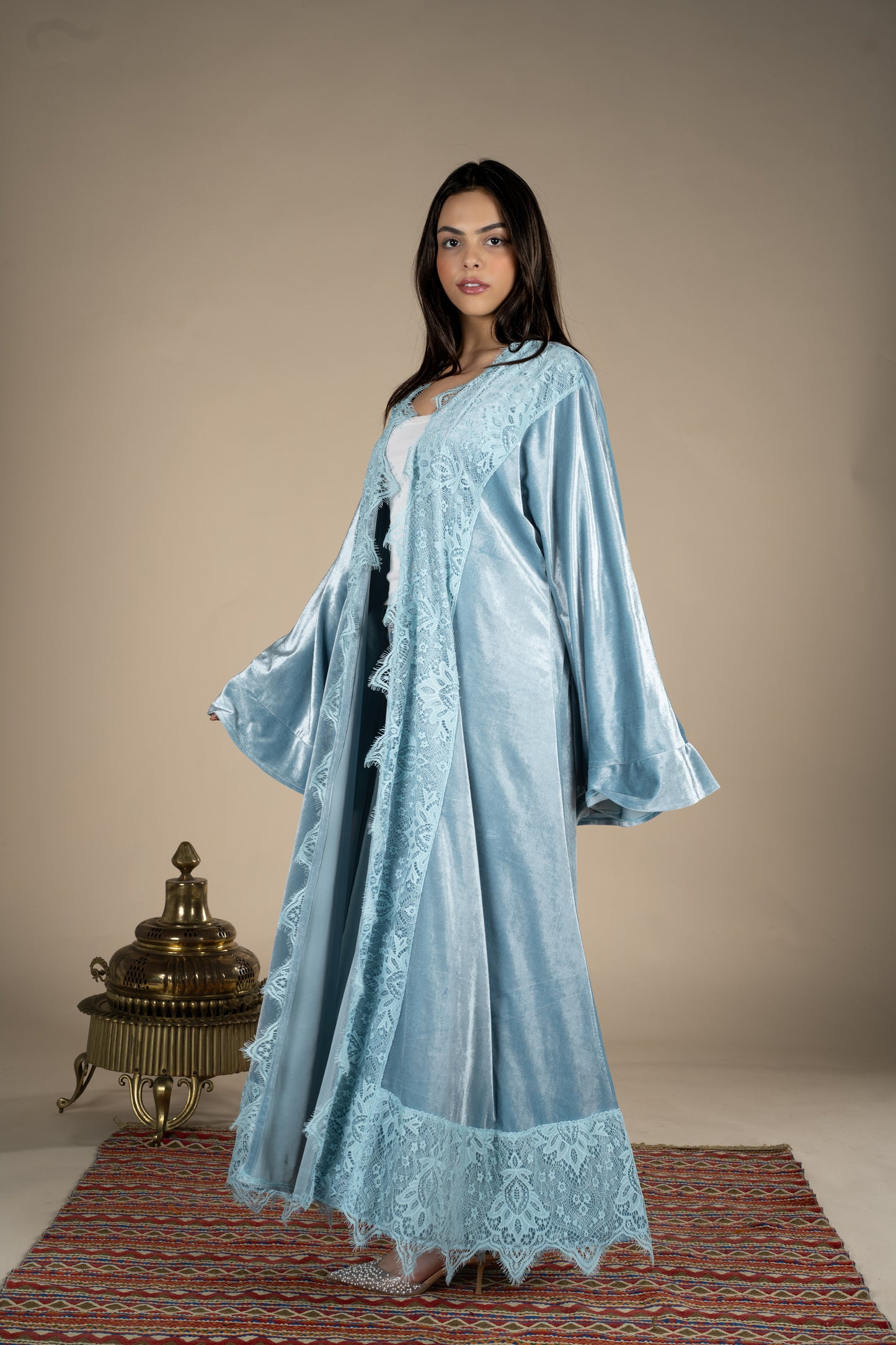 Noor – Baby Blue Velvet Kaftan