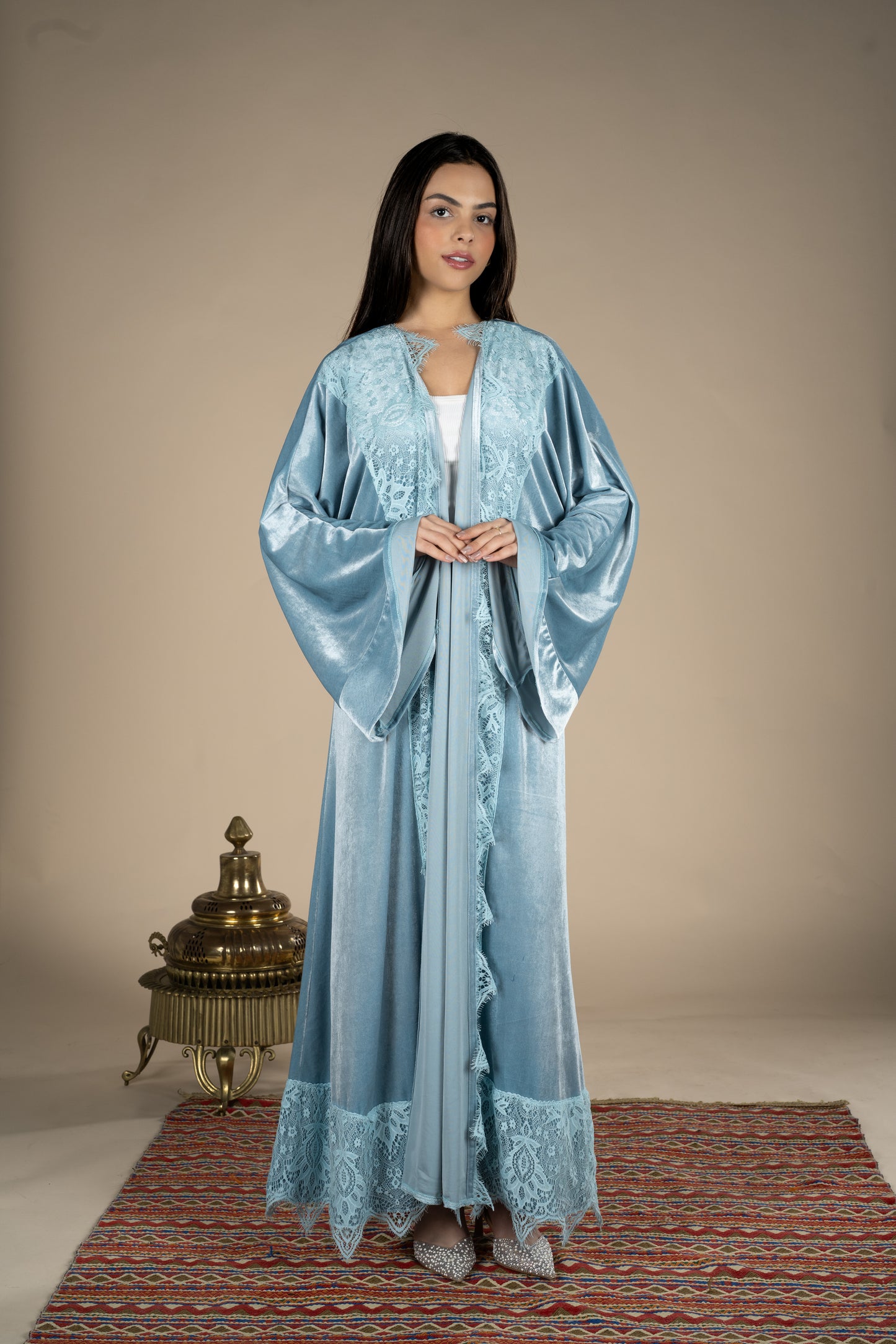 Noor – Baby Blue Velvet Kaftan