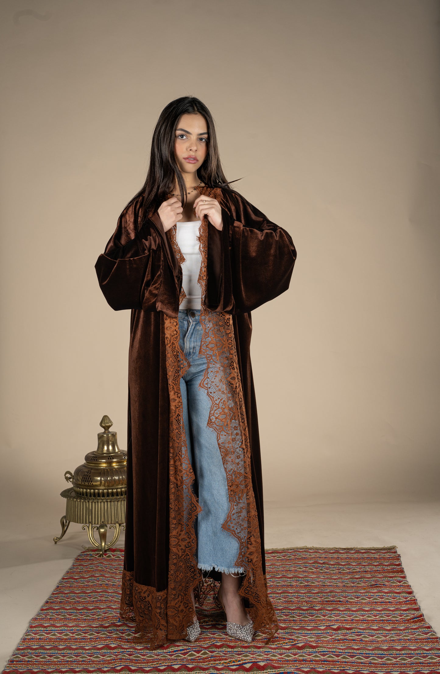 Qamar – Brown Velvet Kaftan