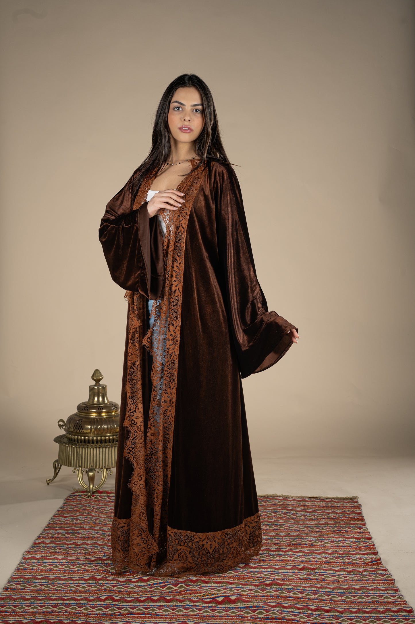 Qamar – Brown Velvet Kaftan