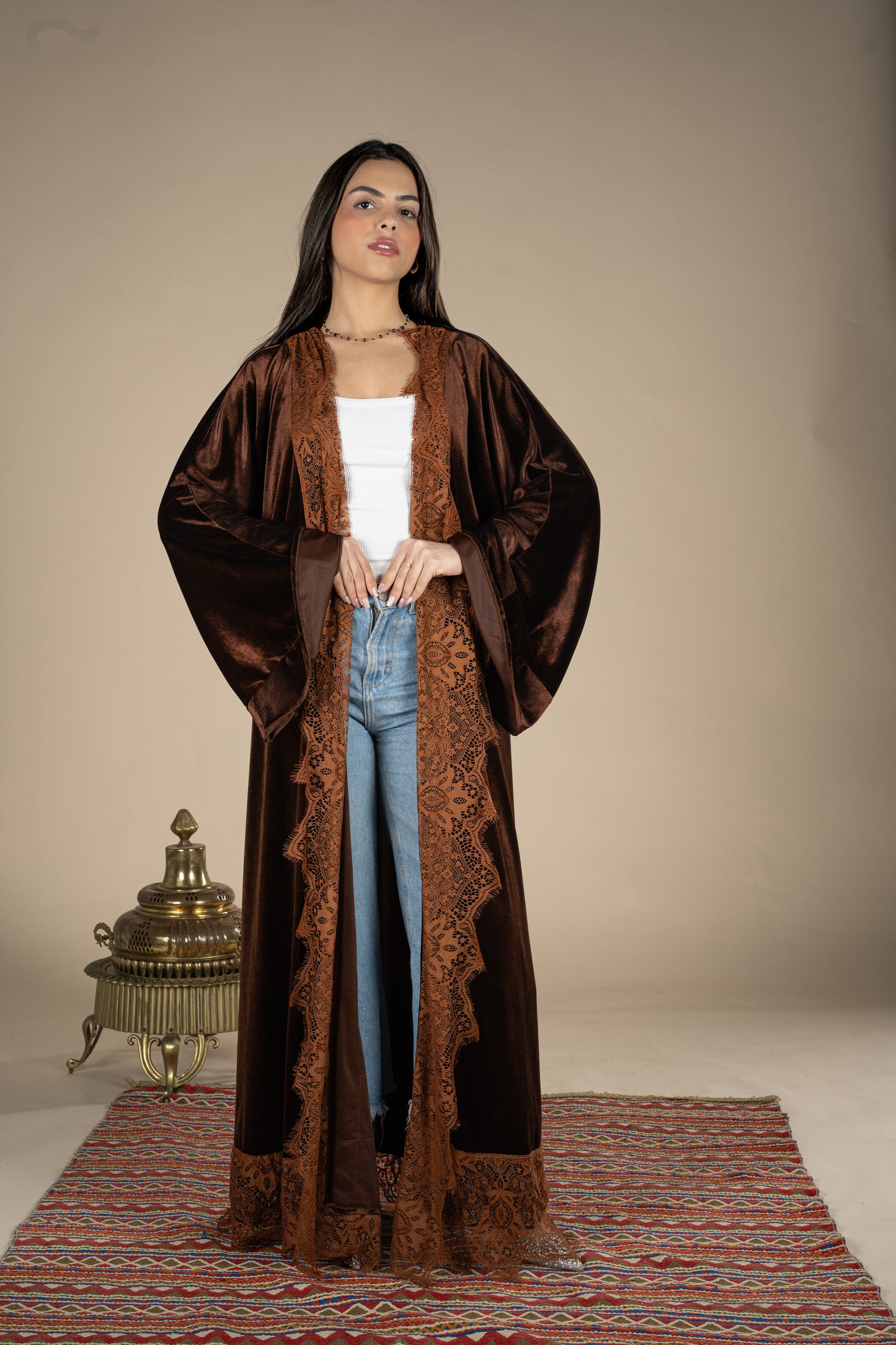 Qamar – Brown Velvet Kaftan