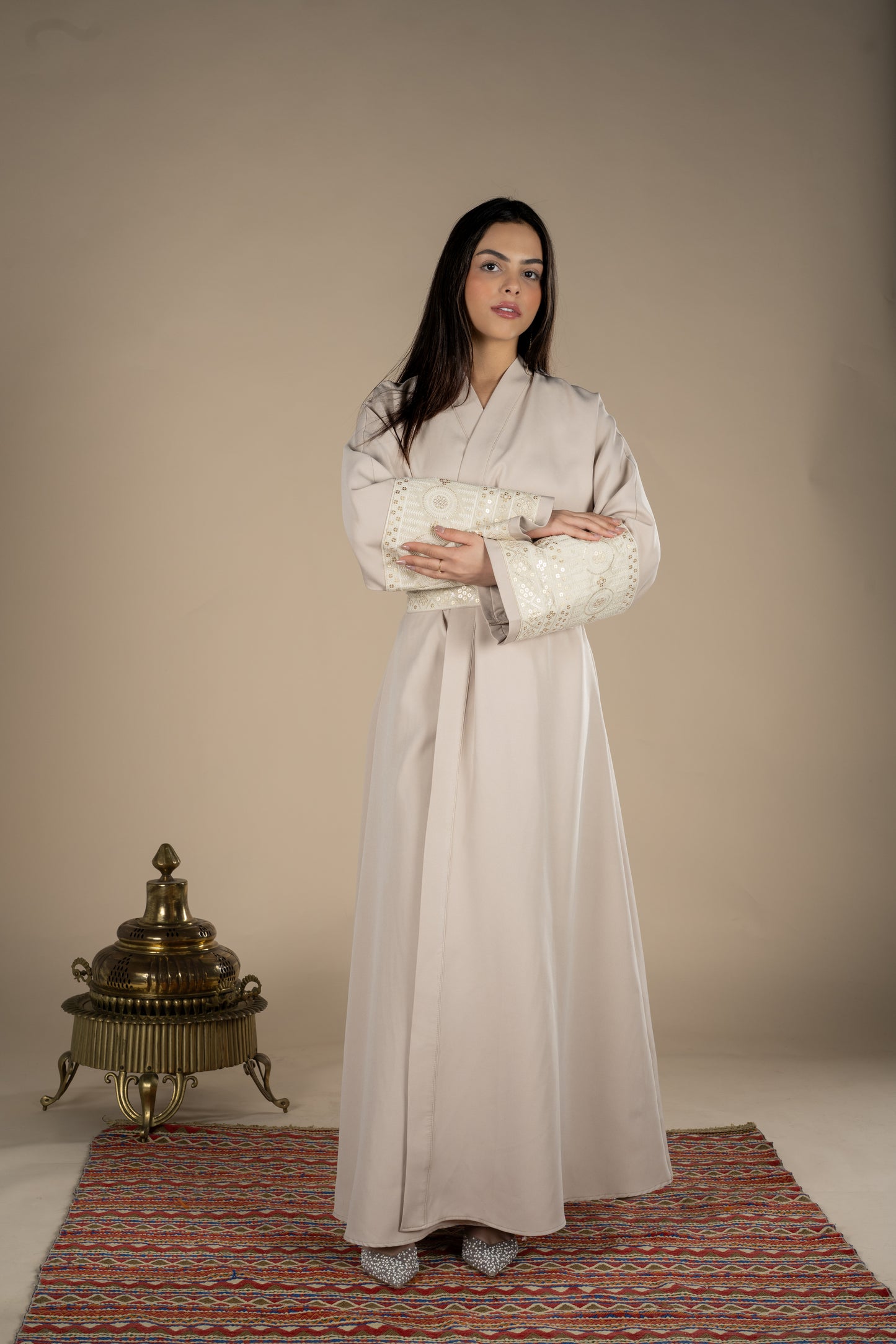 Rimal – Beige Multipurpose Belted Kaftan