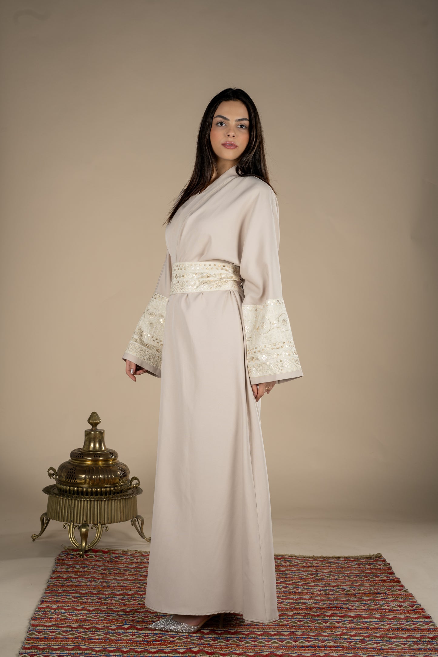 Rimal – Beige Multipurpose Belted Kaftan