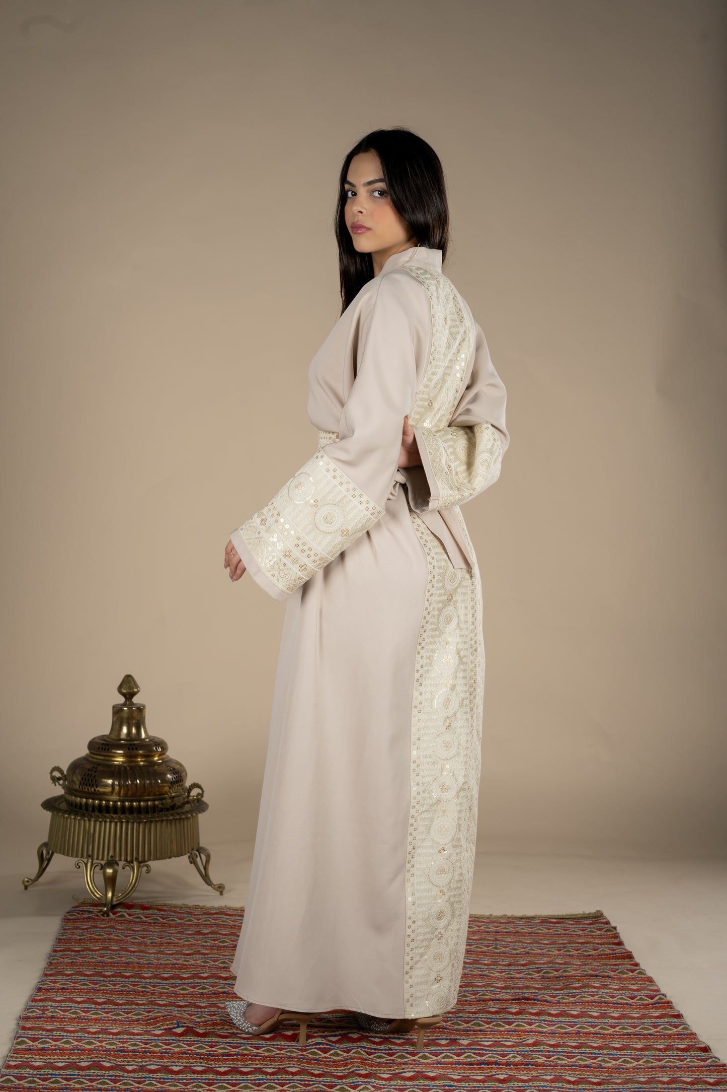 Rimal – Beige Multipurpose Belted Kaftan