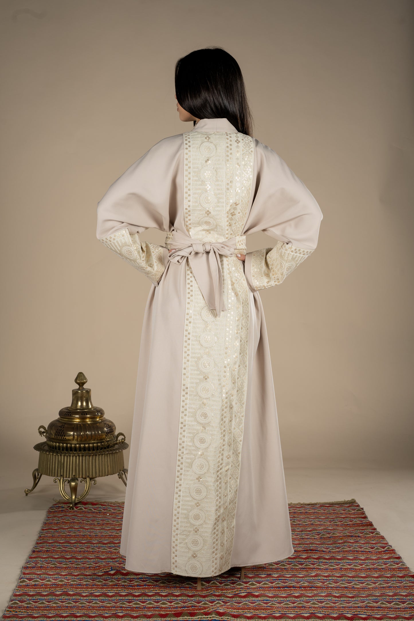 Rimal – Beige Multipurpose Belted Kaftan