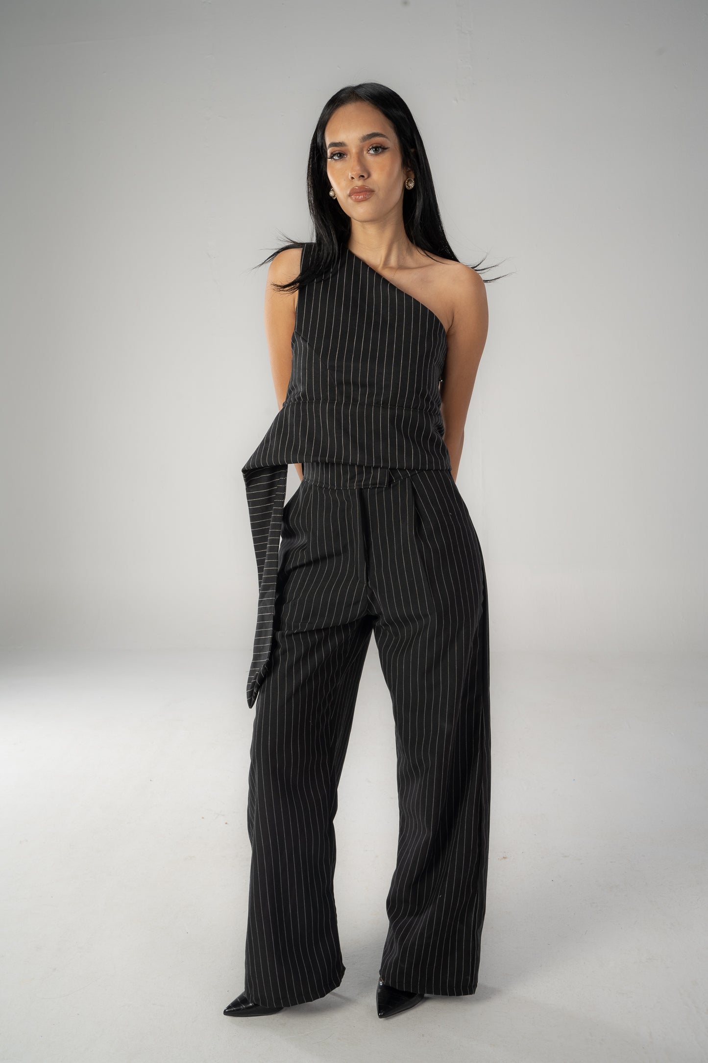 Asymmetrical Pinstripe Set