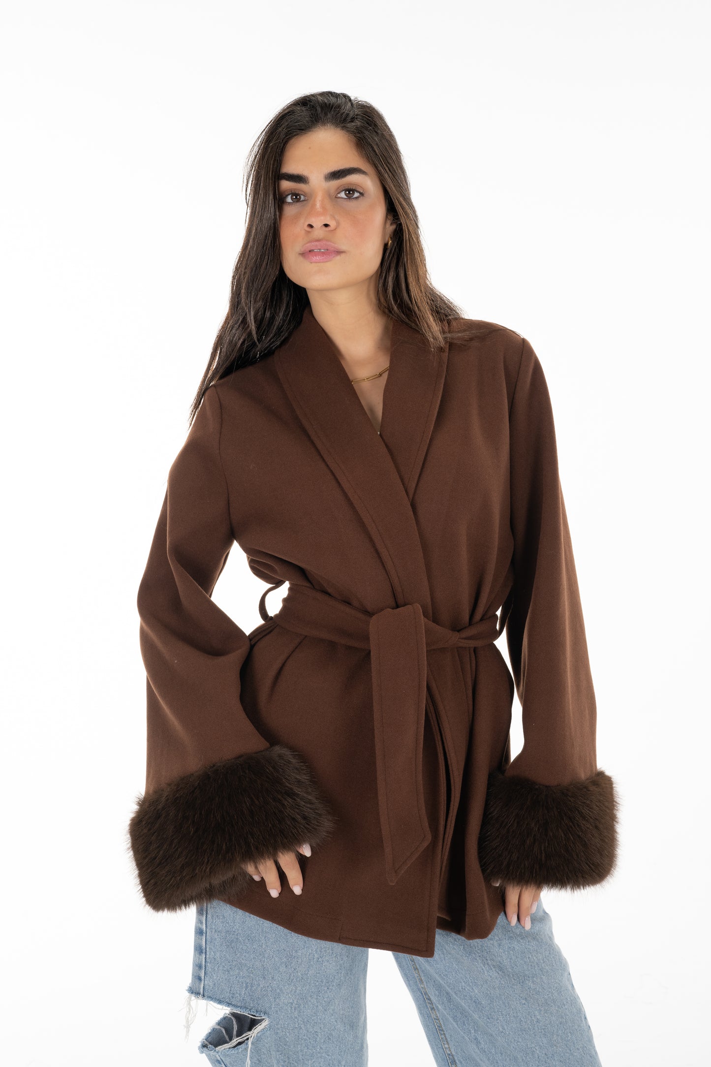 Brown Fur Cuff Jacket