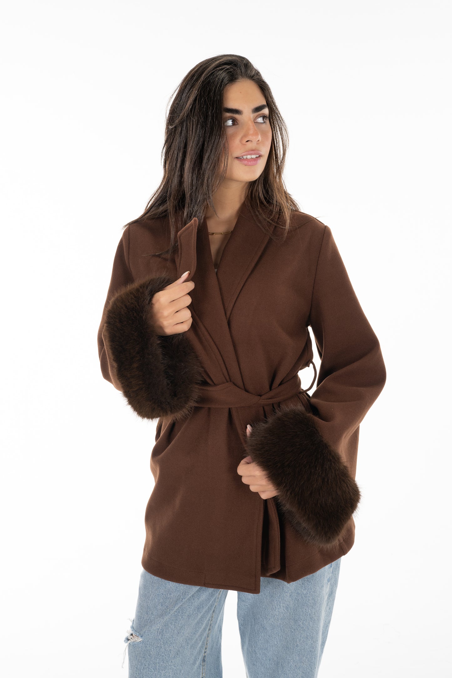 Brown Fur Cuff Jacket